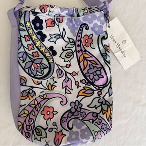 Vera Bradley Floral Paisley Crossbody Bag water bottle carrier - Purple and Pink